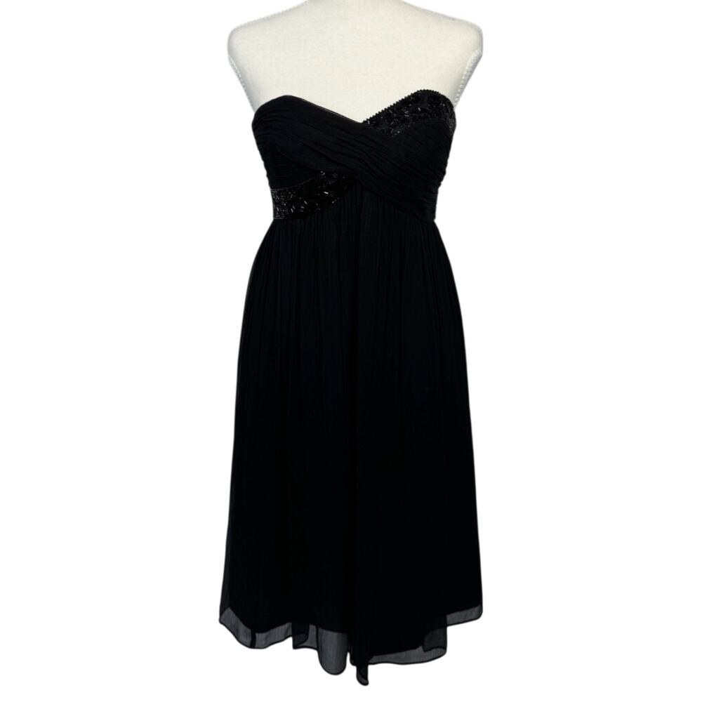 Maggy London Black Silk Strapless Beaded Dress Women’s 2 Evening Occasion Event - Picture 4 of 16